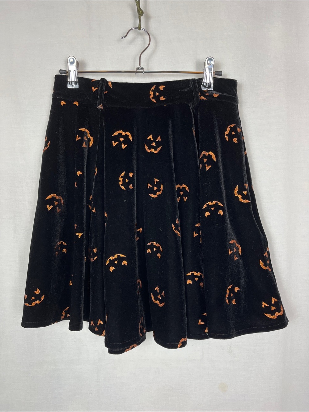 Collectif London Black Velvet Pumpkin Mini Skirt
